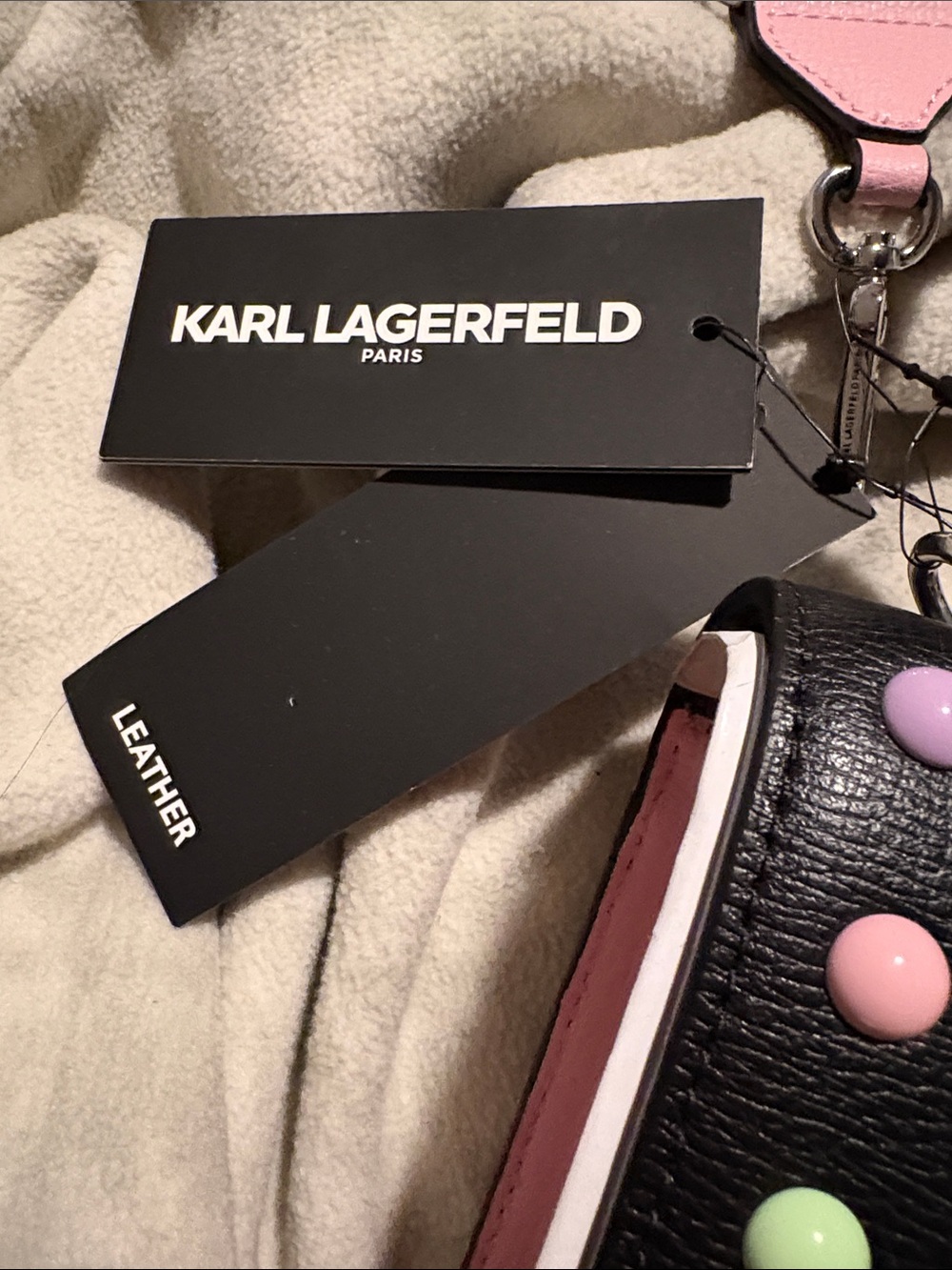 Karl Lagerfeld Black Satchel with Pastel Studs - Picture 3 of 8